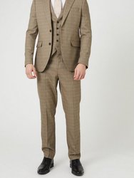 Mens Puppytooth Slim Suit Jacket - Neutral