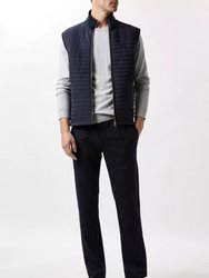 Mens Quilted Funnel Neck Vest - Navy