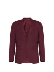 Mens Slim Suit Jacket - Burgundy - Burgundy