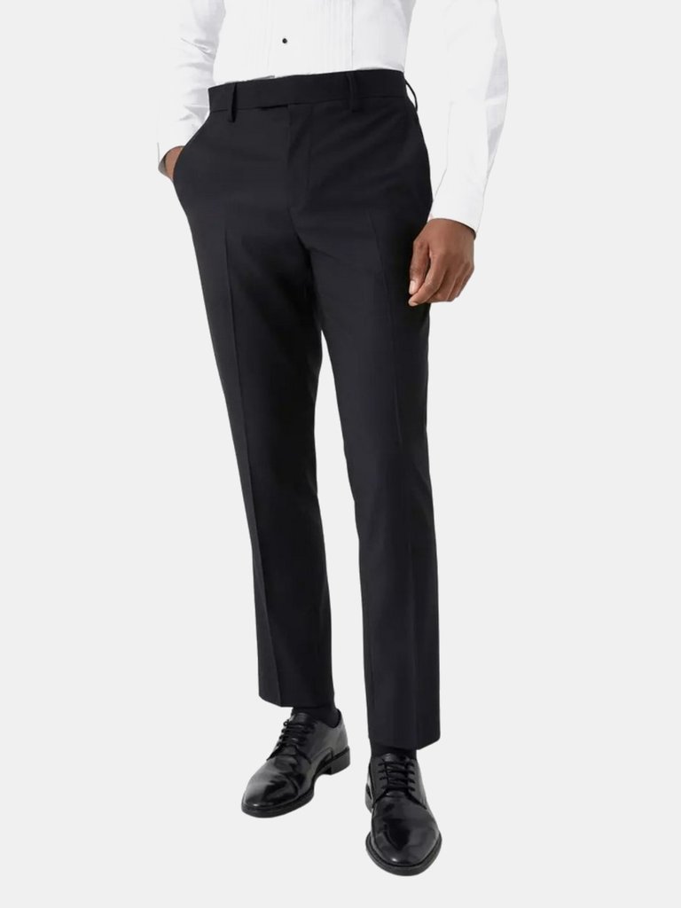 Mens Slim Tuxedo Trousers - Black