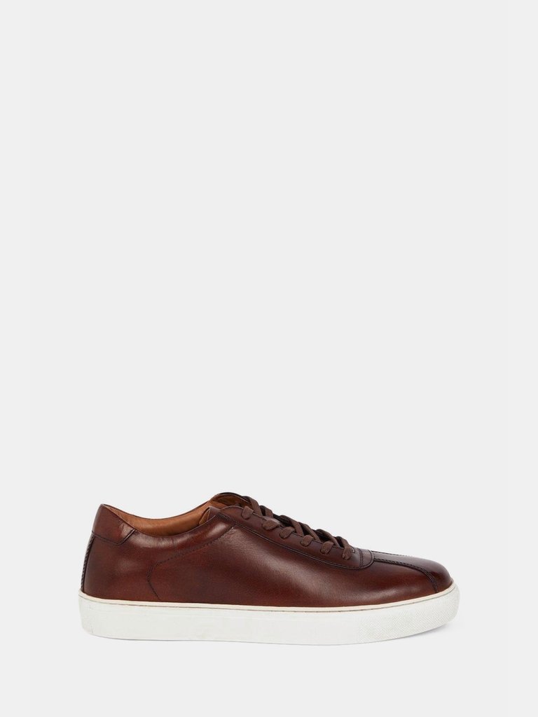 Mens Smart Leather Sneakers - Brown - Brown