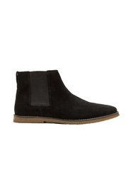 Mens Suede Chelsea Flat Boots - Black