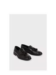 Mens Tassel Leather Slip-on Loafers - Black