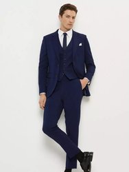Mens Textured Single-Breasted Skinny Suit Jacket - Navy