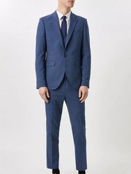 Mens Textured Skinny Suit Jacket - Blue