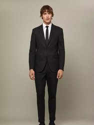 Mens Textured Slim Suit Jacket - Black - Black