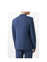 Mens Textured Slim Suit Jacket - Blue