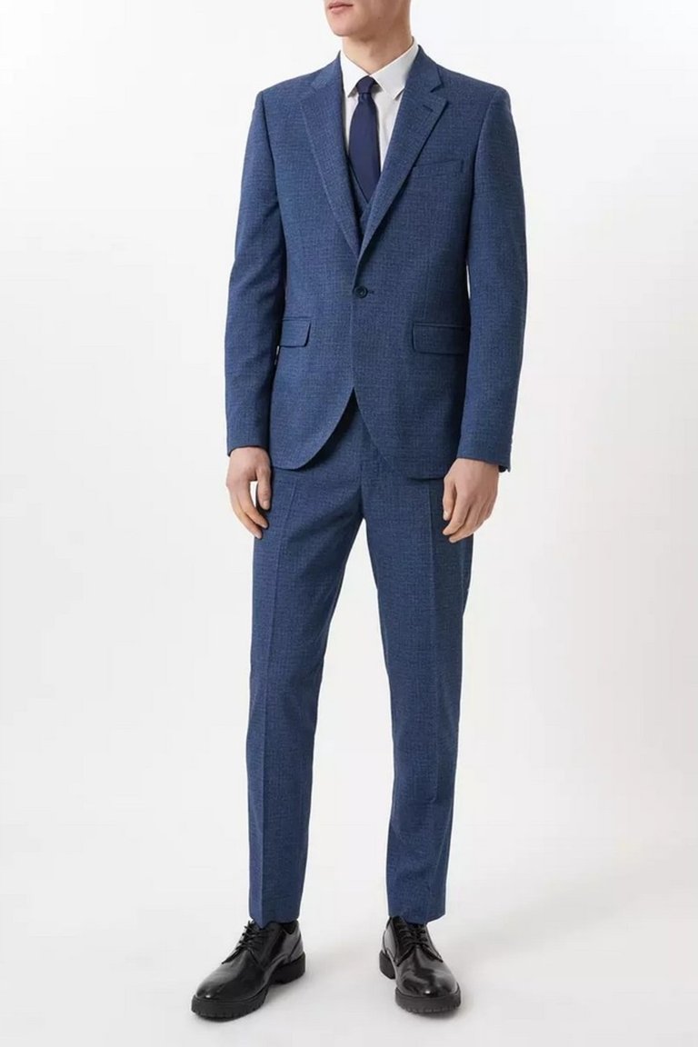 Mens Textured Slim Suit Jacket - Blue - Blue