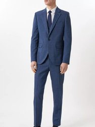 Mens Textured Slim Suit Jacket - Blue - Blue