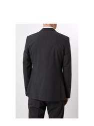 Mens Textured Slim Suit Jacket - Charcoal