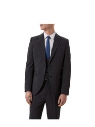 Mens Textured Slim Suit Jacket - Charcoal