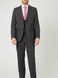 Mens Textured Tailored Suit Jacket - Charcoal