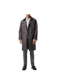 Mens Twill Double-Breasted Trench Coat - Charcoal