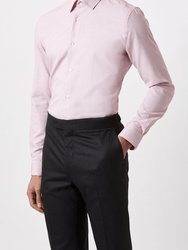 Mens Two Tone Textured Slim Formal Shirt - Pink - Pink