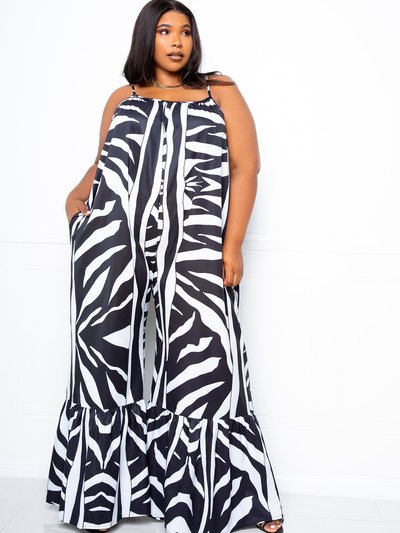 Buxom Couture Animal Print Flutter Hem Jumpsuit product