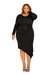 Asymmetrical Dress with Shirring Detail - Black