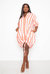Bubble Hem Stripe Shirt Dress - Orange Stripe - Orange stripe