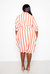 Bubble Hem Stripe Shirt Dress - Orange Stripe