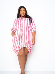 Bubble Hem Stripe Shirt Dress