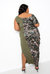 Camo Colorblock One-Shoulder Maxi Dress