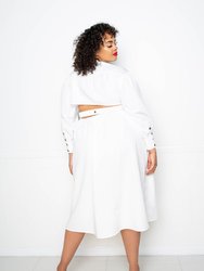 Cut Out Back Shirt Dress - White