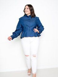 Denim Peplum Blouse