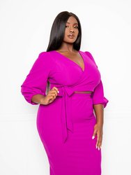 Everyday Cropped Top and Skirt Set - Magenta