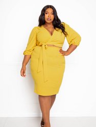 Everyday Cropped Top and Skirt Set - Mustard Yellow