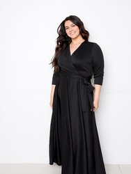 Everyday Surplice Scuba Maxi Dress - Black