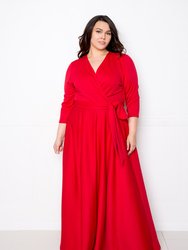 Everyday Surplice Scuba Maxi Dress - Red