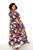 Floral Pleated Maxi Dress with Belt - Navy Floral