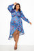 Floral Satin Wrapped Dress - Blue Floral