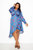 Floral Satin Wrapped Dress - Blue Floral