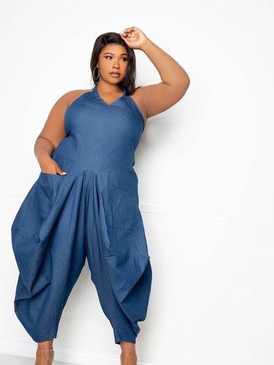 Buxom Couture Halter Neck Denim Jumpsuit product