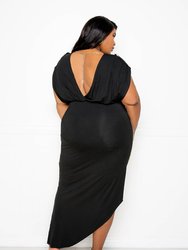 Jersey Drape Dress with Chain Detail