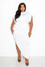 Jersey Drape Dress with Chain Detail - White