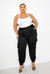 Jogger Pants with Waistband Accent - Black