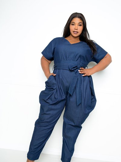 Buxom Couture Obi-Tie Denim Harem Jumpsuit product