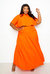 Pleated Cropped Top and Skirt Set - Orange