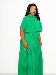 Pleated Cropped Top and Skirt Set