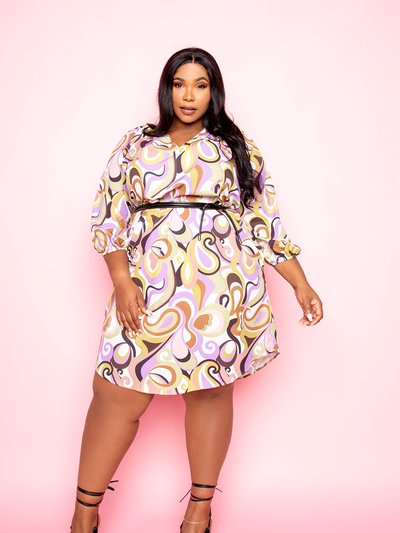 Buxom Couture Printed Shirt Dress with Belt product