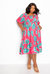 Printed Smocked Puff Sleeve Dress - Pink