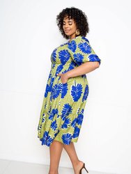 Printed Smocked Puff Sleeve Dress