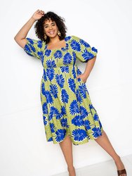 Printed Smocked Puff Sleeve Dress