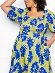 Printed Smocked Puff Sleeve Dress