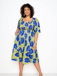 Printed Smocked Puff Sleeve Dress