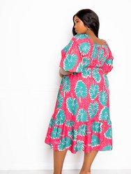 Printed Smocked Puff Sleeve Dress