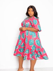 Printed Smocked Puff Sleeve Dress