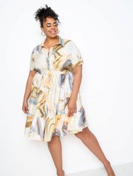 Printed Tiered Shirt Mini Dress