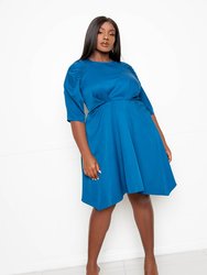 Ruched Sleeve Mini Dress - Teal